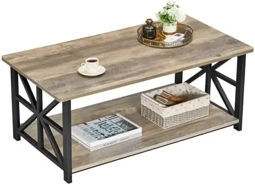 Round s Coffee Table for Living Room | armhouse Style Center Table with Storage Shelf,39 Inch Space Saving a Table,Easy