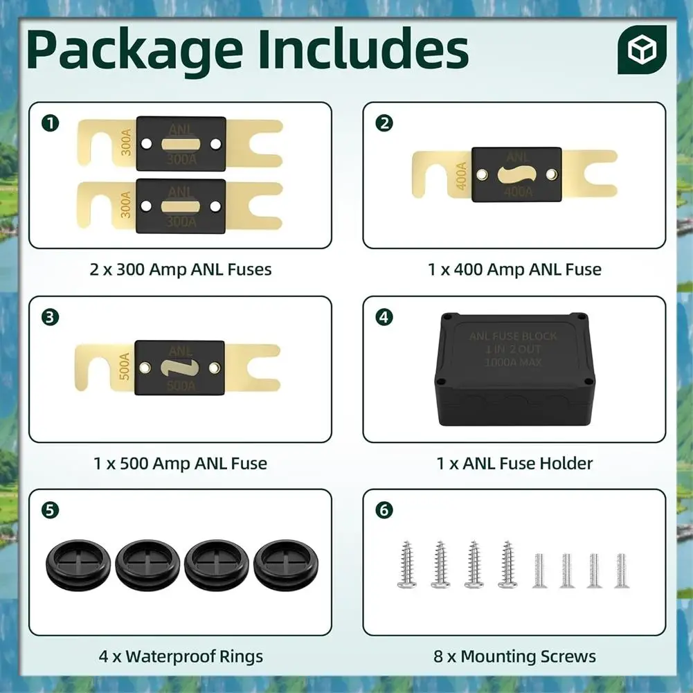 

Двойной держатель предохранителя, водонепроницаемый, сверхмощный, с предохранителями ANL для автомобилей, морских автомобилей, грузовиков, лодок, быстрых-