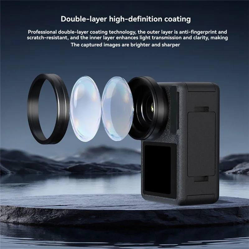 【Получшие предложения】HD прозрачный широкоугольный фильтр для объектива для камеры DJI Osmo Action 5 Pro — улучшите увеличение крыла до 180 °   Широкоугольная фотография