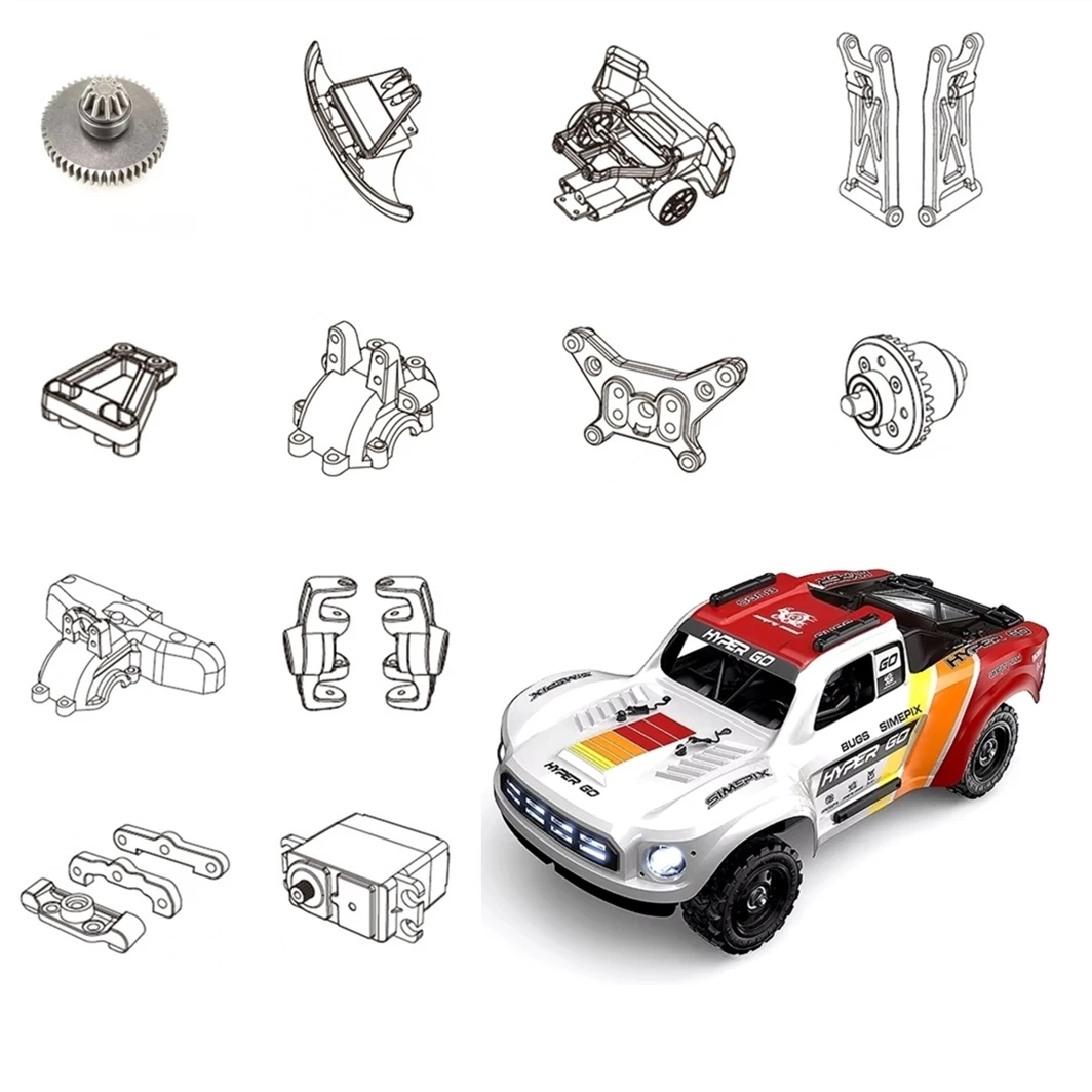 MJX Hyper Go 14211 Modified Accessories Differential Swing Arm Shock Absorber Tire Bumper Gear Swing Arm RC Car Spare Parts