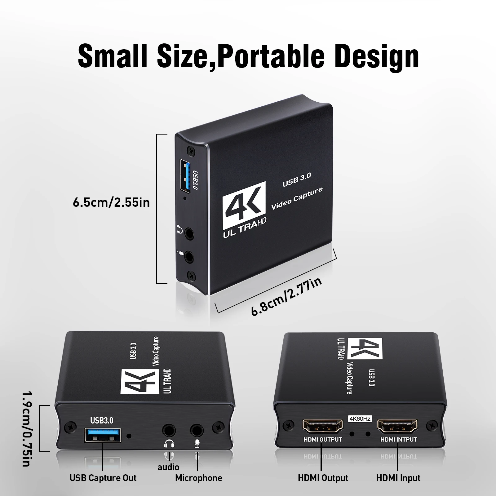 การ์ดจับภาพและเสียงวิดีโอเกม4K 1080P 60FPS HDMI ไปยัง USB การ์ดจับภาพ3.0ใช้สำหรับสตรีมด้วย PS4/พีซี/โออบส์/กล้อง