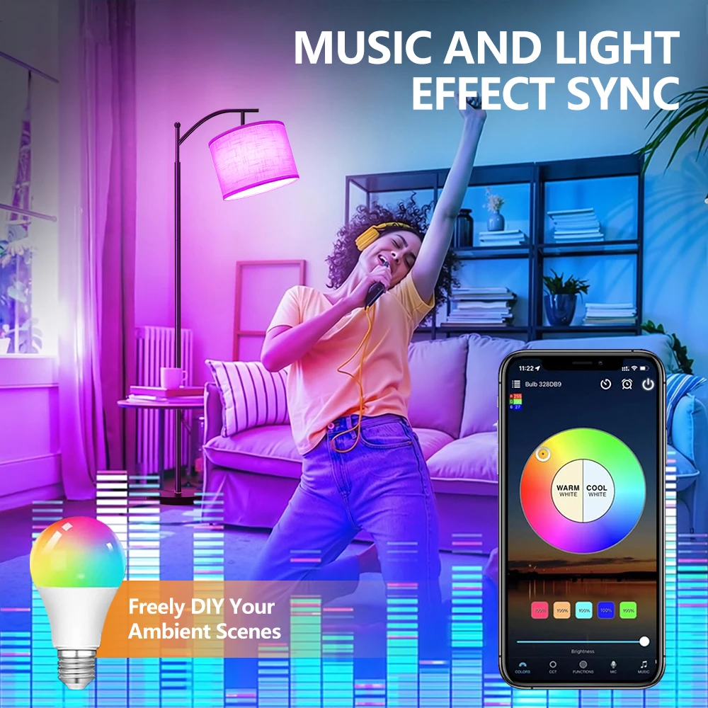 NEWSTYLE LED مصباح أرضي مع RGBW الإضاءة المحيطة APP الموسيقى لاقط DIY بها بنفسك تخصيص اللون تصميم المنزل أباجورة غرفة ديكور