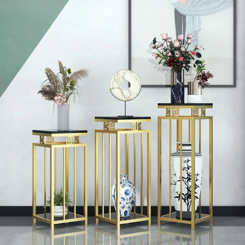 Light luxury living room marble flower stand simple floor-to-ceiling TV cabinet ornament frame indoor balcony decorative frame