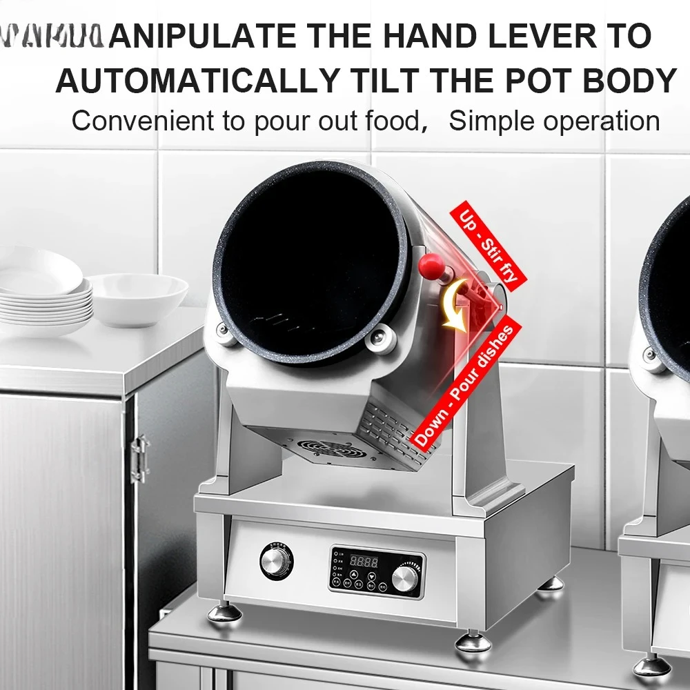 Commercial Drum Self Cooking Machine Egg Wok Rotating Frying Pan New Trends Restaurant Kitchen Wok Robot Fried Rice Machine