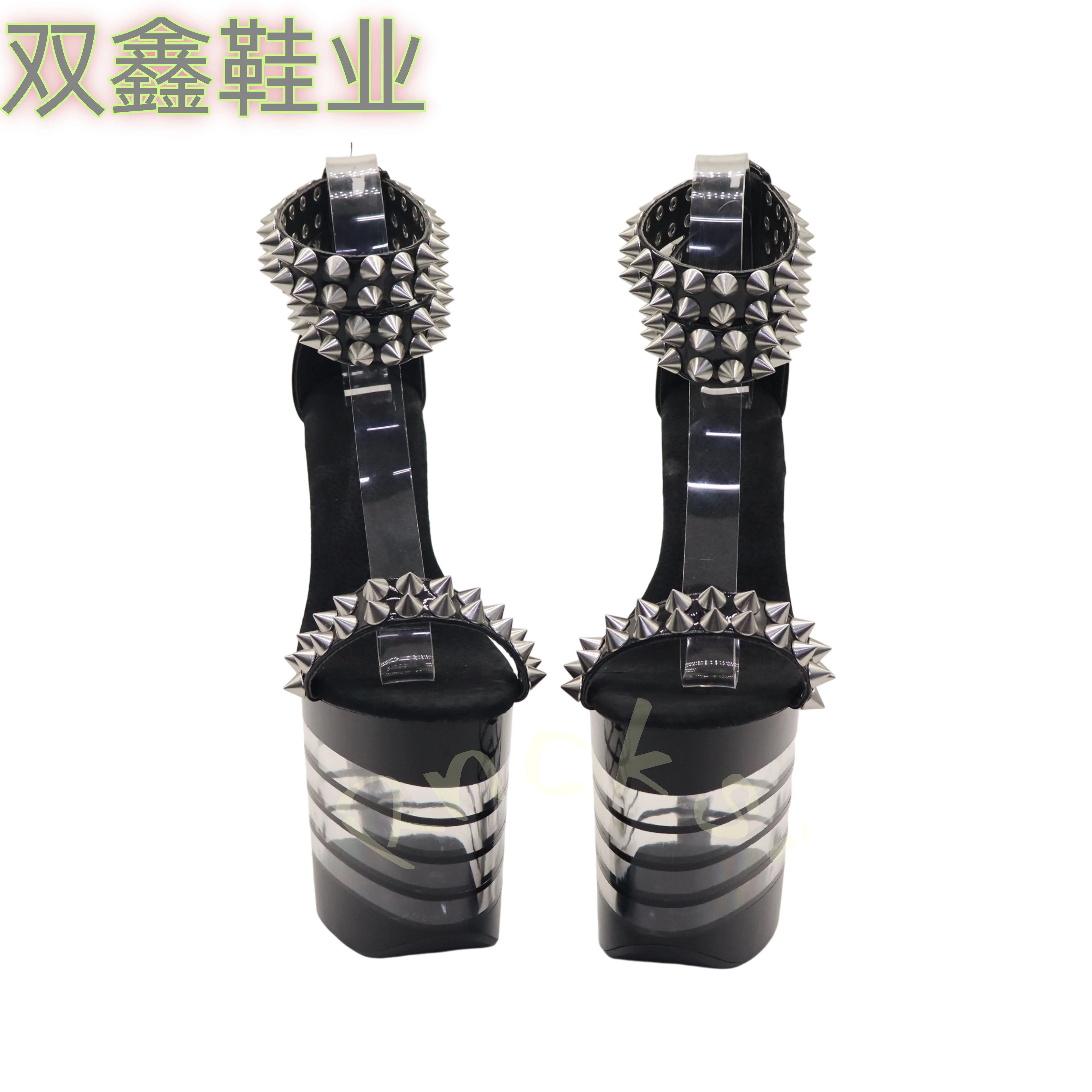 8Inch 20cm Fluorescence Rivet PVC Upper Platform Sandals Women Nightclub Party Pole Dance Shoes Large Size High Heels Pumps