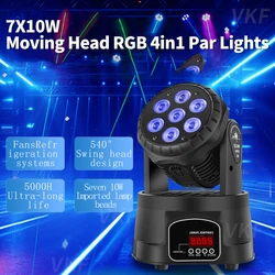 7X10W Mini Moving Head Led Par Lights Wash RGBW Stage Effect Equipment Lighting for DJ Party Disco Wedding