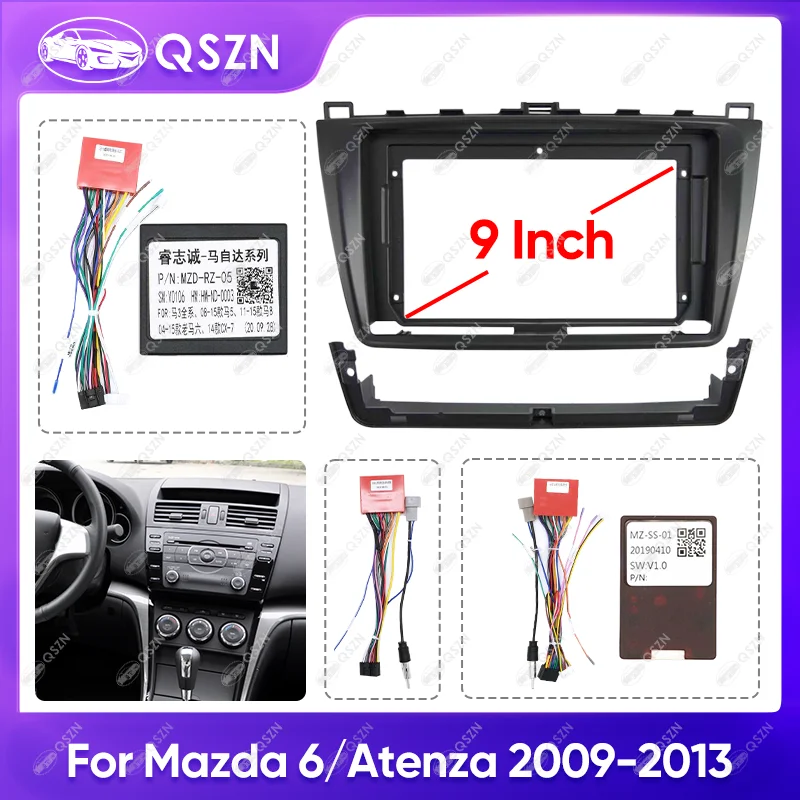 9 INCH Car Radio Frame For Mazda 6/Atenza 2009-2013 Audio Screen Multimedia Video Player Navigation Cables Harness Frame Canbus