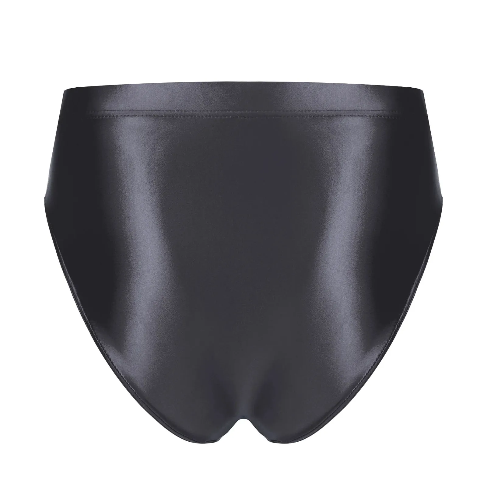 Men Glossy Briefs Satin Smooth Bulge Pouch High Waist Panties Underwear Oil Shiny Underwear Stretch Swimsuit Swimwear