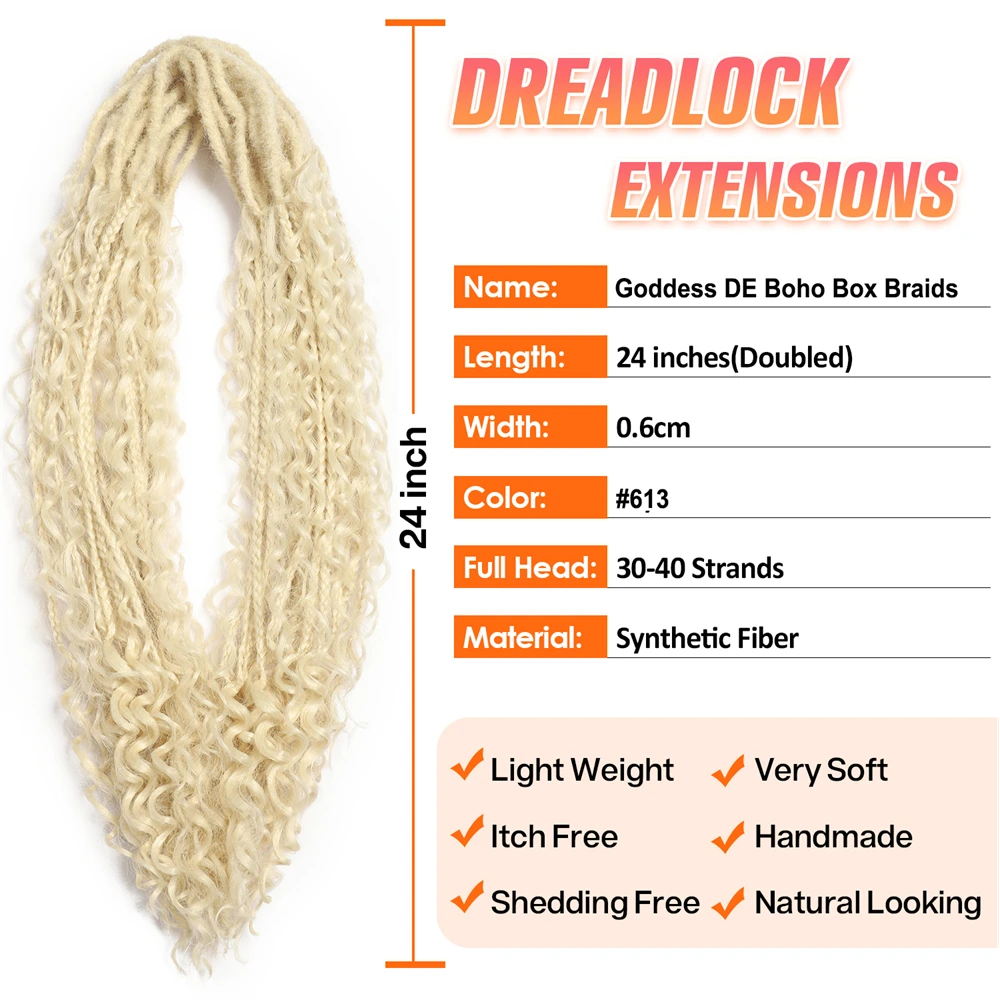 Double Ended Synthetic Dreadlock Extensions  Ombre Blonde Boho Crochet Hippie Dreads 10 Strands Handmade Bohemian Box Braids