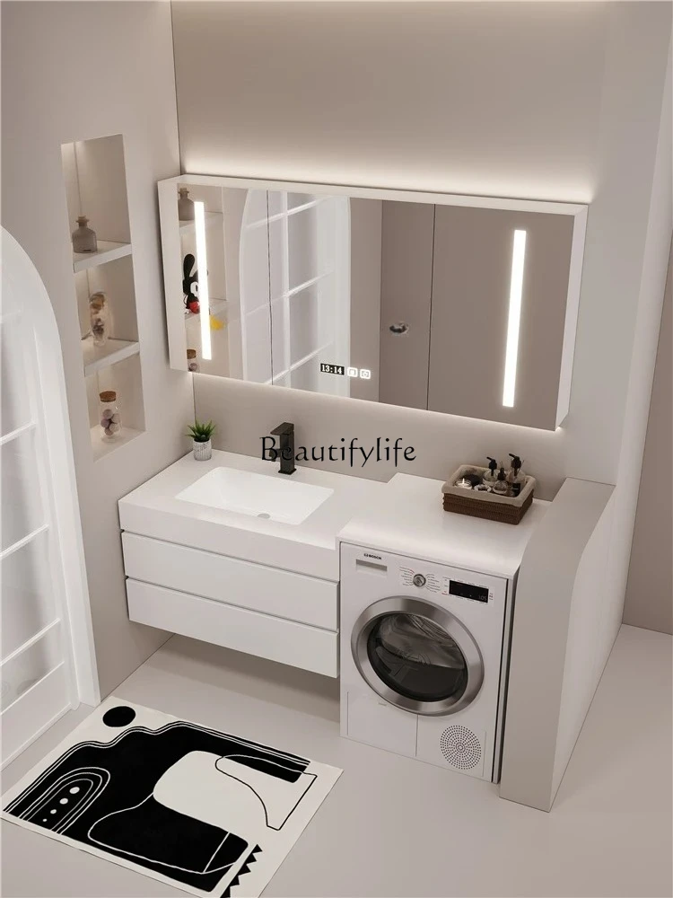 

Washing machine significant other integrated cabinet rock slab seamless solid wood bathroom cabinet combination