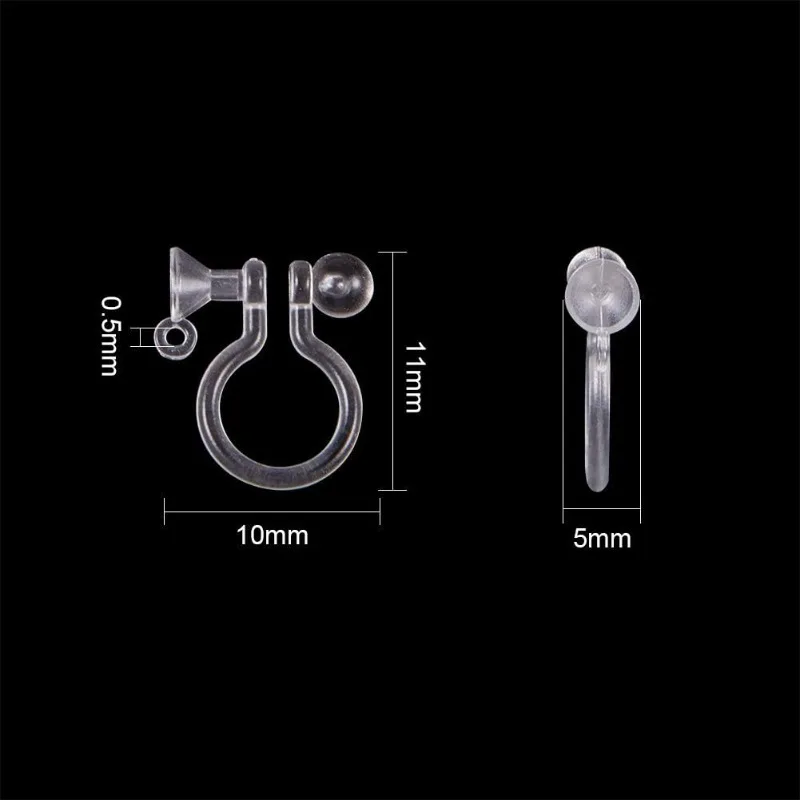 30 Pcs Clear Plastic Clip-on Earring Converter Component Fit 5mm Rhinestone 11x10x3.5mm for Non-Pierced Ears