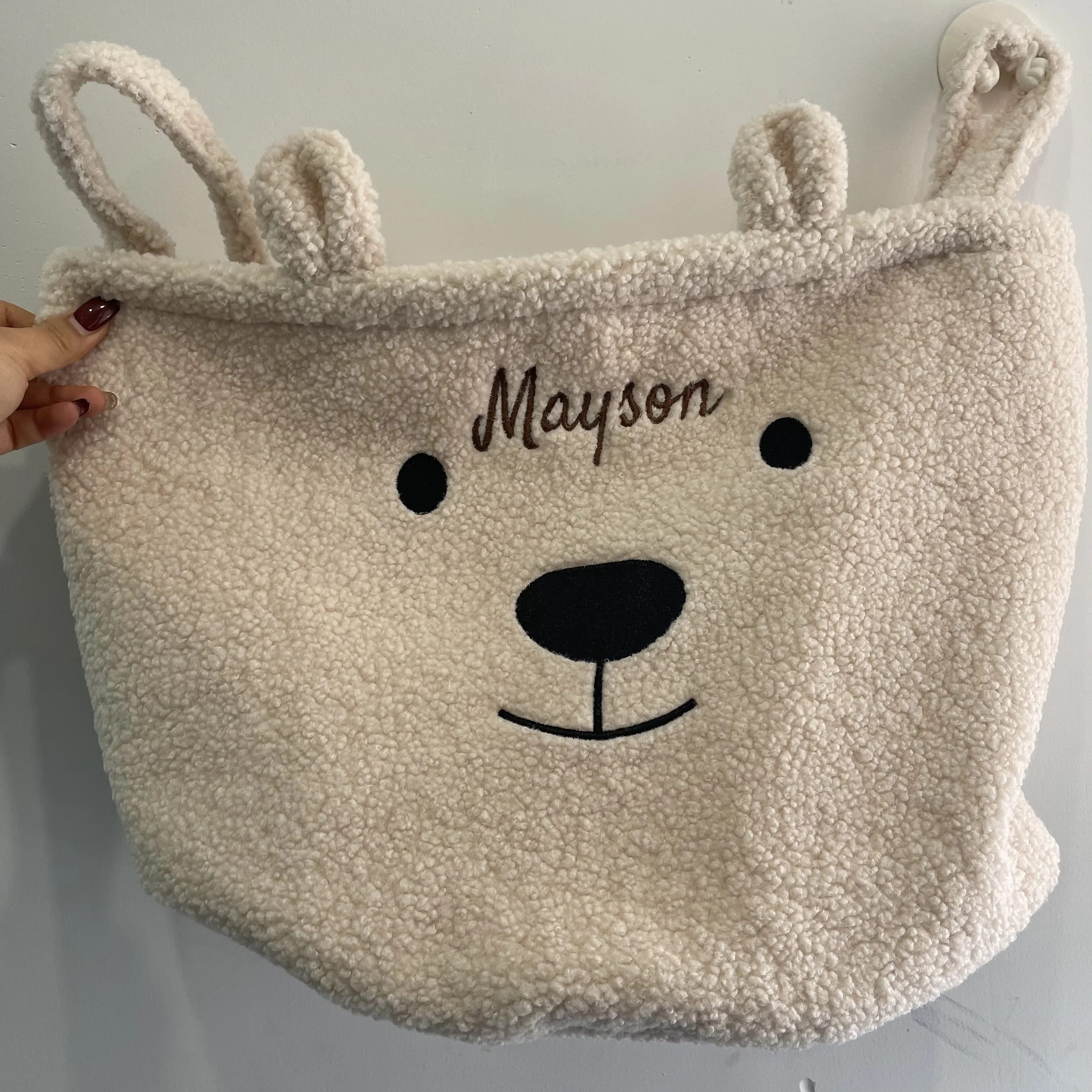 New Baby Shower Gifts Embroidered Name Bear Storage Basket Baby's Toys Storage Bag Personalized Baby Diaper Sorting Basket