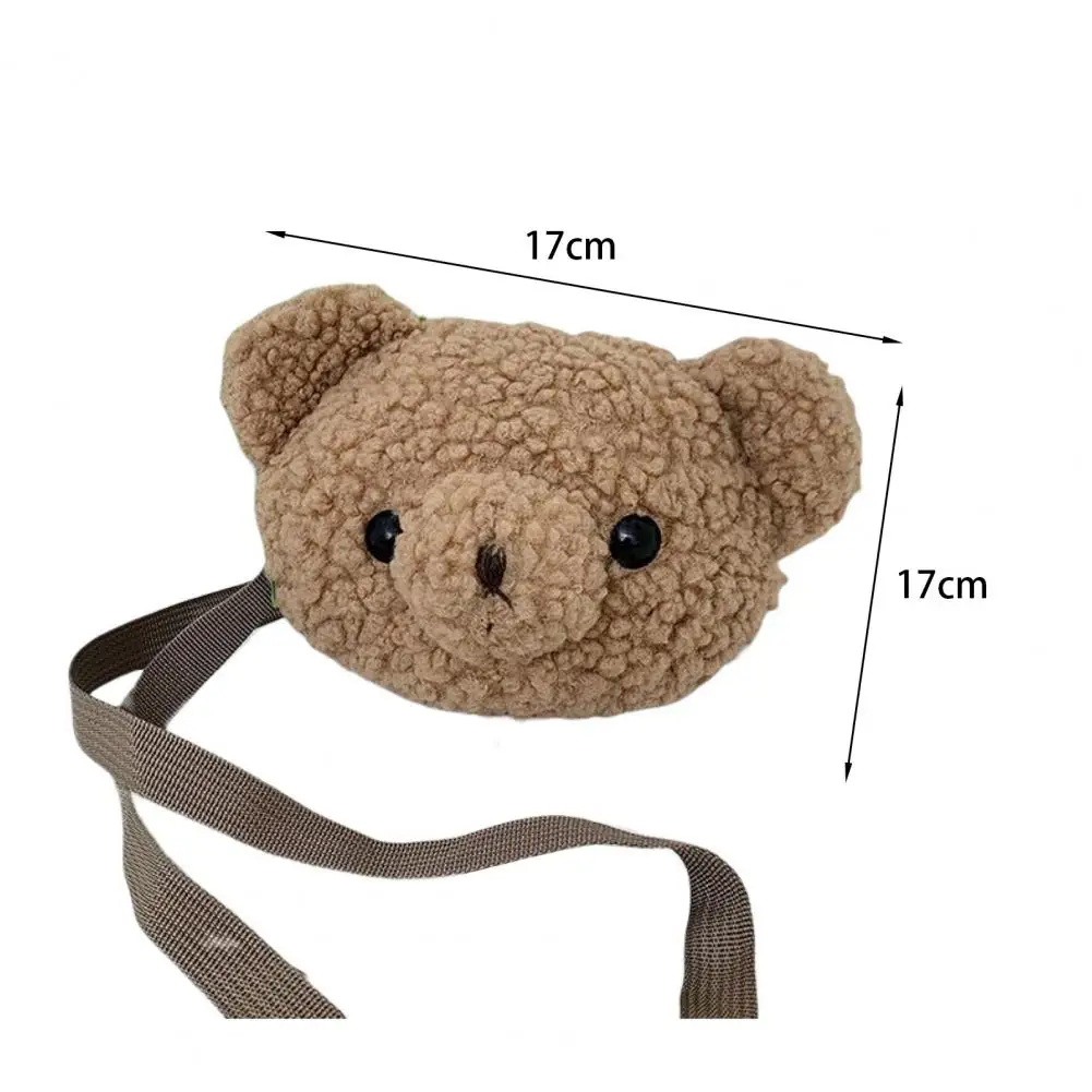 Plush Handbag Zipper Closure Cartoon Design Animal Shape Korean Style Decorate Soft Plush Bear Crossbody Shoulder Bag for Kids