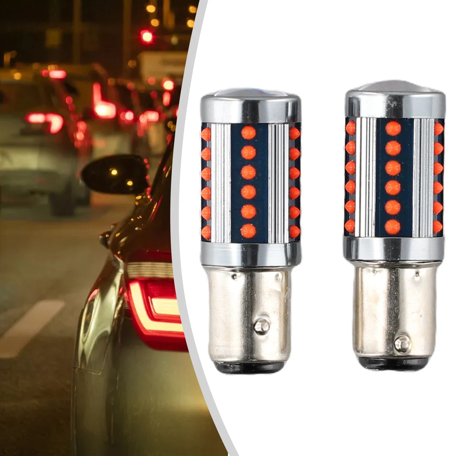 2pcs DC/AC 12V 1157 BAY15D 36COB LED Bulbs Super Bright Car Stop Light Red 1000K 3W 0.23A Tail Lamp Aluminum Parts