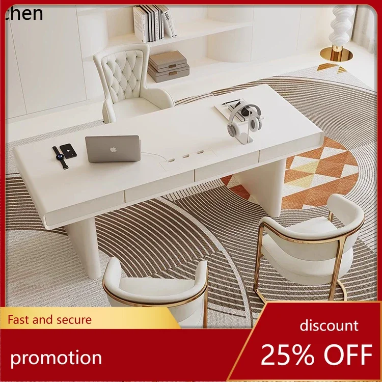 

HT light luxury cream wind paint office desk computer table French boss table