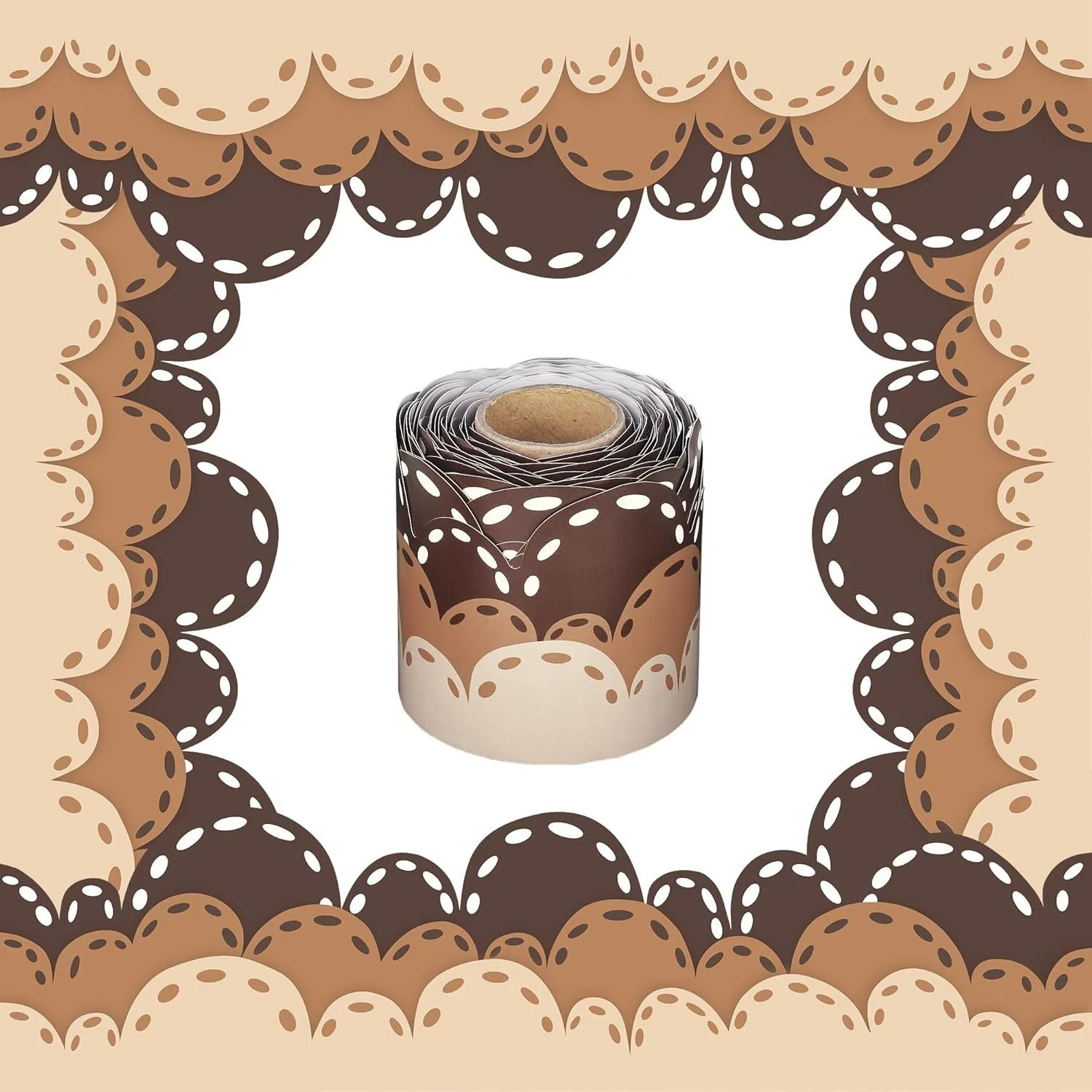 7.5cm x 10Meters Brown Bulletin Board Border Sticker School/Office/Party Decorative Stickers Children's Handmade Stickers