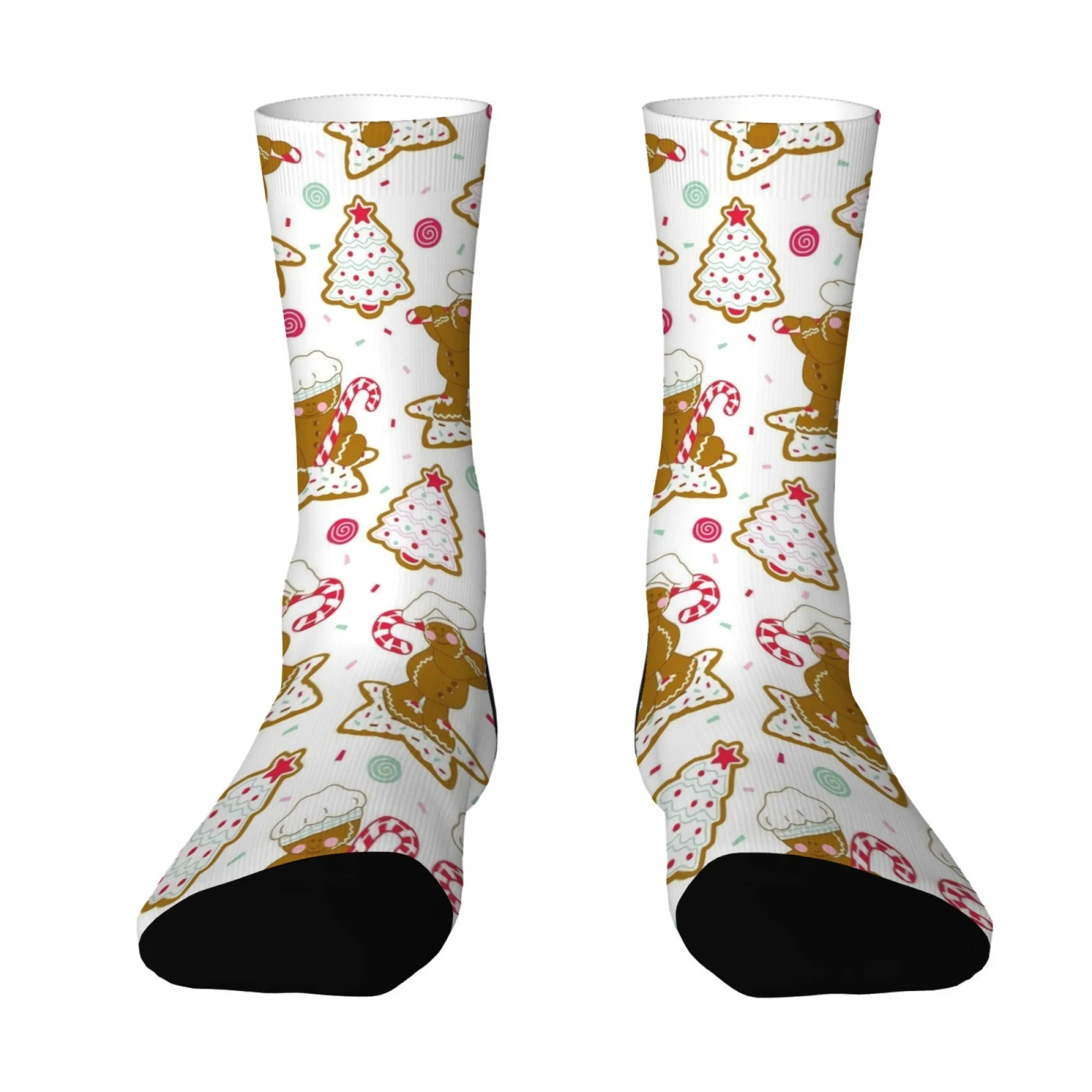 

1 пара забавных носков Happy для мужчин и женщин, повседневные креативные дышащие Harajuku, милые мягкие новые рождественские носки с пряничным человечком в стиле шеф-повара