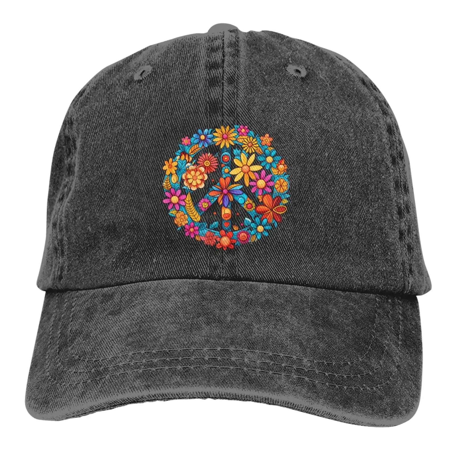 

Flower Peace Sign Baseball Cap Golf Dad Hat Adjustable Original Classic Low Profile Cotton Hat Men Women For Outdoor Sports