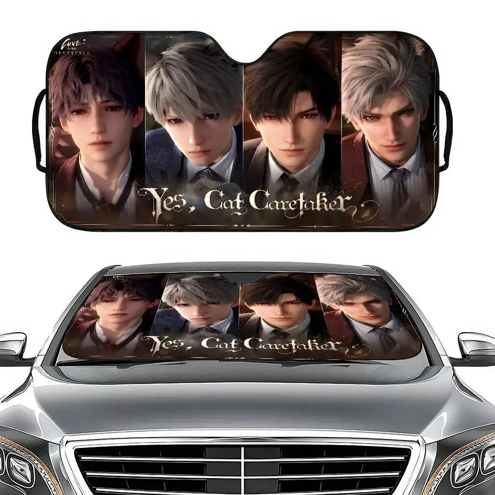 

Game LOVE AND D-DEEPSPACE Front Window Sunshade Black UV Protection Blackout Cloth Windshield Visor Auto Curtain Sunshade Gifts