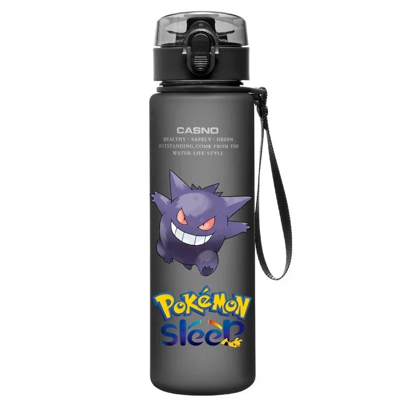 Botella de agua de Anime Pokémon para niños, vaso de agua de plástico portátil, vaso deportivo de alta capacidad, kawaii, 560ML