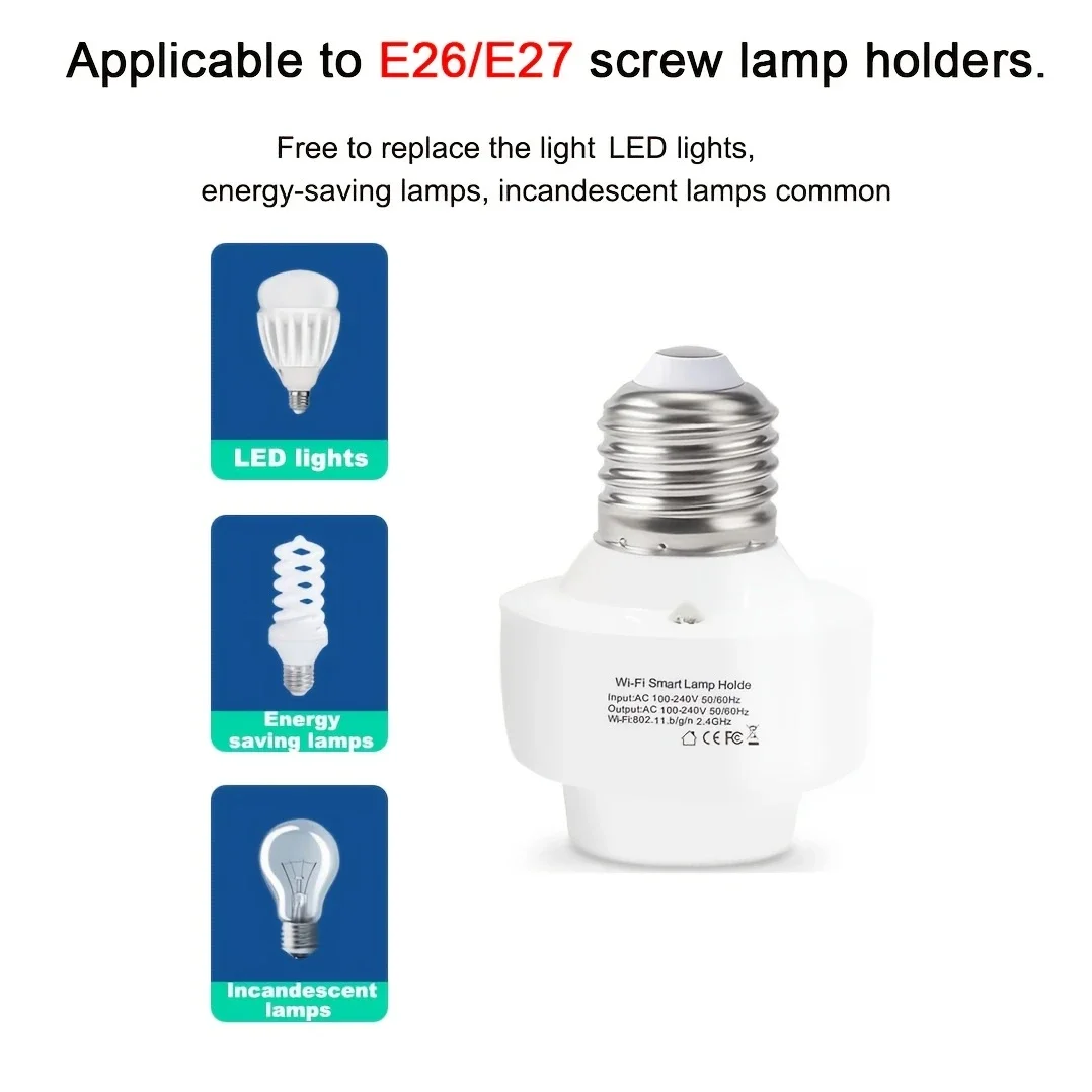 Tuya WiFi Mini Inteligentny Oprawnik Lampy E26 E27 Bezprzewodowe Gniazdo Sterowane Aplikacją Zdalne Sterowanie Timer Włącznik Kompatybilny z Alexa i Google Home