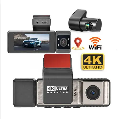 3-Way ADAS 3.2-inch IPS Wifi driving recorder front + inner + rear car camera parking mode