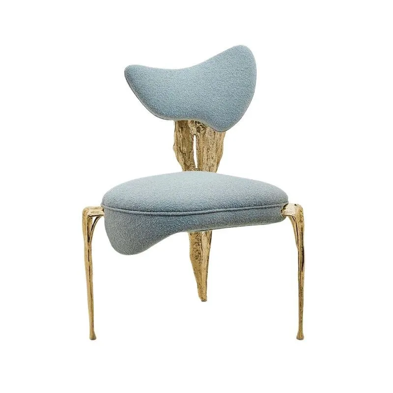 قماش نحاسي فاخر، كرسي طعام، فيلا راقية مصممة، مطعم منزلي، مسند ظهر فني شخصي، كرسي ترفيهي #5