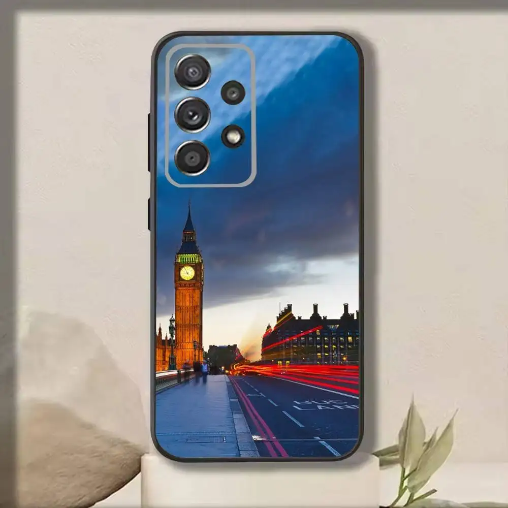 L-London Bus England Big Ben  Phone Case For Samsung S25,S24,S21,S22,S23,S30,Ultra,S20,Plus,Fe,Note,10,9,5G Black Cover