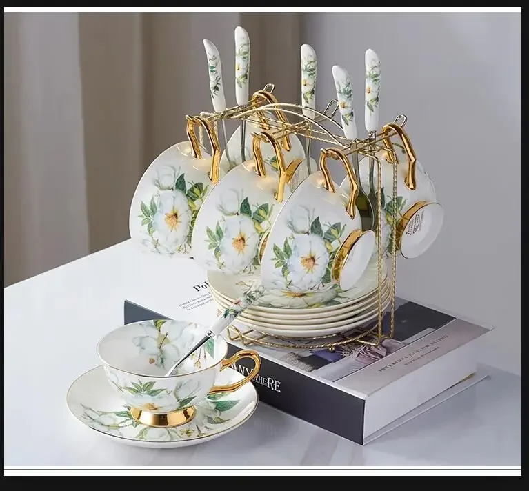 

Элегантная чашка для чая из костяного фарфора, набор ложек с блюдцем, 200 мл, пасторальный фарфор, кофе, керамическая чашка для чая, кафе, эспрессо