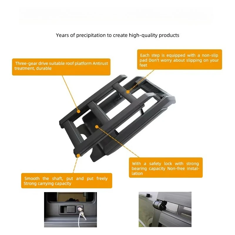 500 JK 4x4 Offroad Sports Car Truck Aluminum Roof Rack with Rear Side Ladder Climbing for Travel