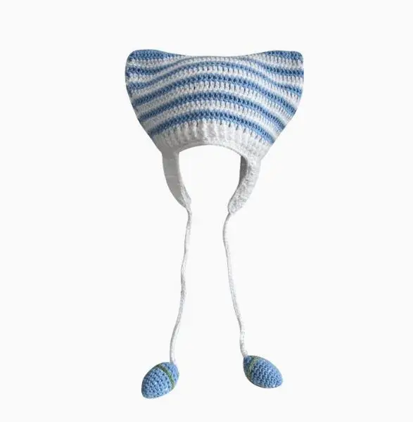 

Cat Ears Beanie Knit Hat with Cute Cartoon Design Warm Eared Hats for Women Caps