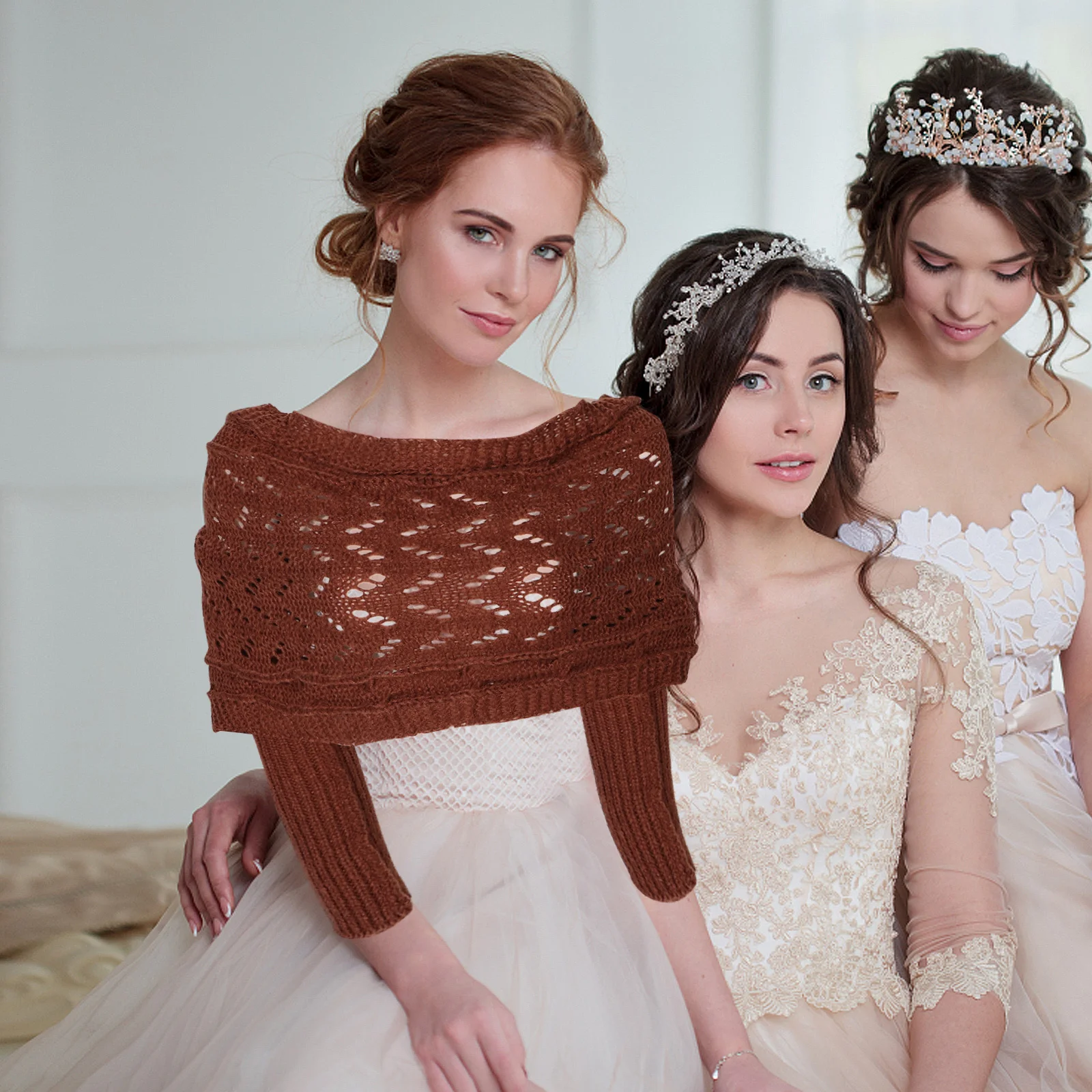 

Толстый вязаный свитер, шарф с рукавами, вязаная шаль кофейного цвета, зимняя теплая вязаная накидка на шею, теплый шарф-кабель