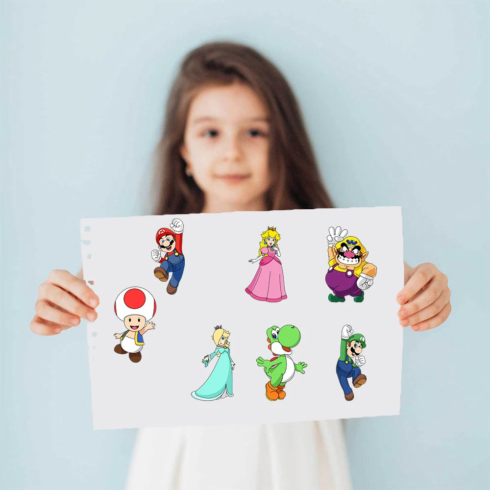 8/16 fogli Cartoon Super Mario Puzzle adesivi Crea un viso Bambini Fai fai da te assemblare puzzle decalcomanie giocattolo Decorazione festa di compleanno per bambini