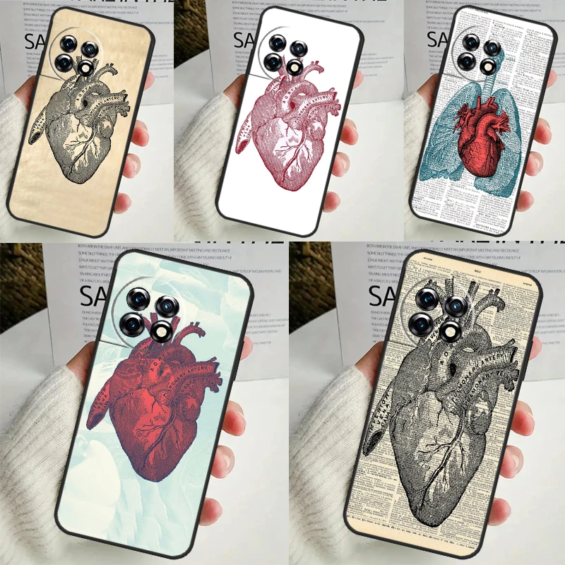 Anatomical Heart Anatomy Case For OnePlus Nord CE 4 3 2 Lite 2T N10 N20 N30 OnePlus 12 11 9 10 Pro 8T 10T 12R Cover