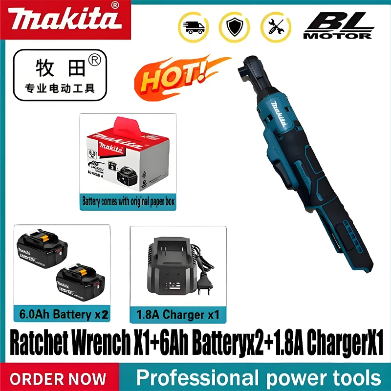 

⛏️Brushless Ratchet Right Angle 3/8 Wrench Cordless Driver Multifunction Variable Speed Power Wrench LED Pow Makita18V
