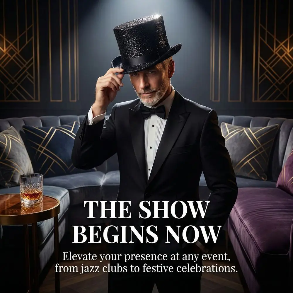 

Retro Glitter Top Hat British Style Multicolor Glittering Magician Hat Durable Lightweight Polyester Bowler Jazz Hat Gatherings