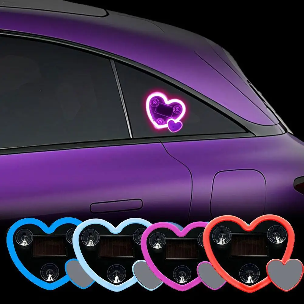 

Car Solar Triangle Window Heart-shaped Light Emitting Heart-shaped Atmosphere Light LED Neon Lights Car Triangle Windows Tool