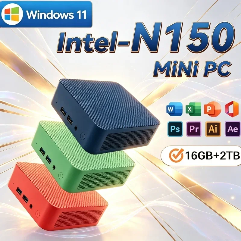Nimble Intel N150 Mini PC Multiple Configurations WiFi6 Triple 4K Silent Desktop for Home Office Media Editing