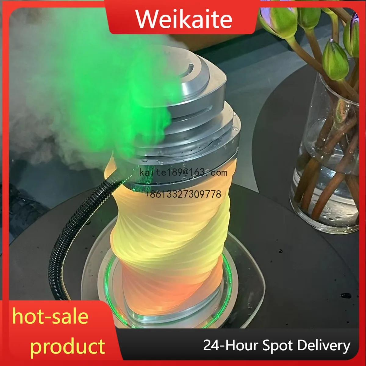 

Bar KTV Portable Mini LED Color Rotating Hookah Disposable Single Tube Atomizing Gift Box Pattern Travel