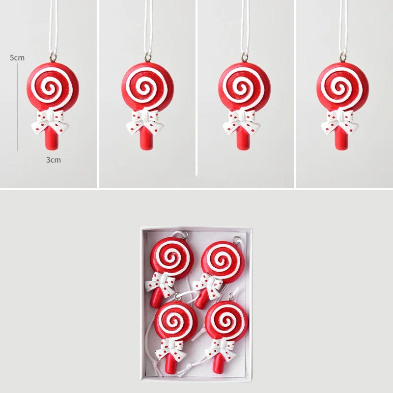 4 unids/set árbol de Navidad colgante resina piruleta hombre de jengibre muleta decoración para fiesta en casa regalo de Navidad Año Nuevo