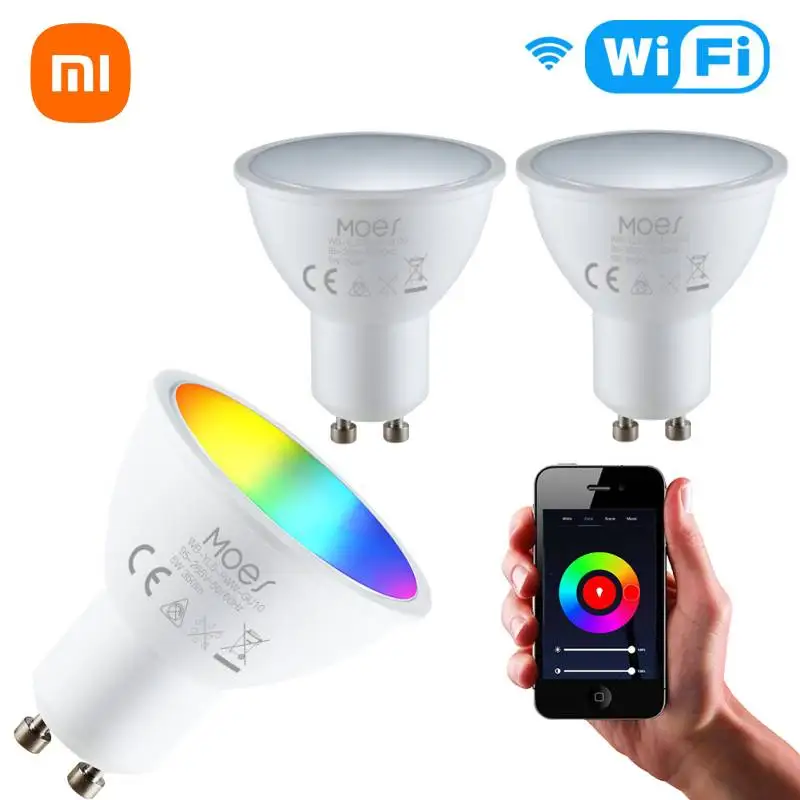 

Xiaomi GU10 WiFi Smart Light LED Bulbs RGBCW 5W Dimmable Lamps Smart Life Remote Contro Work With Alexa Google Home Yandex Alice