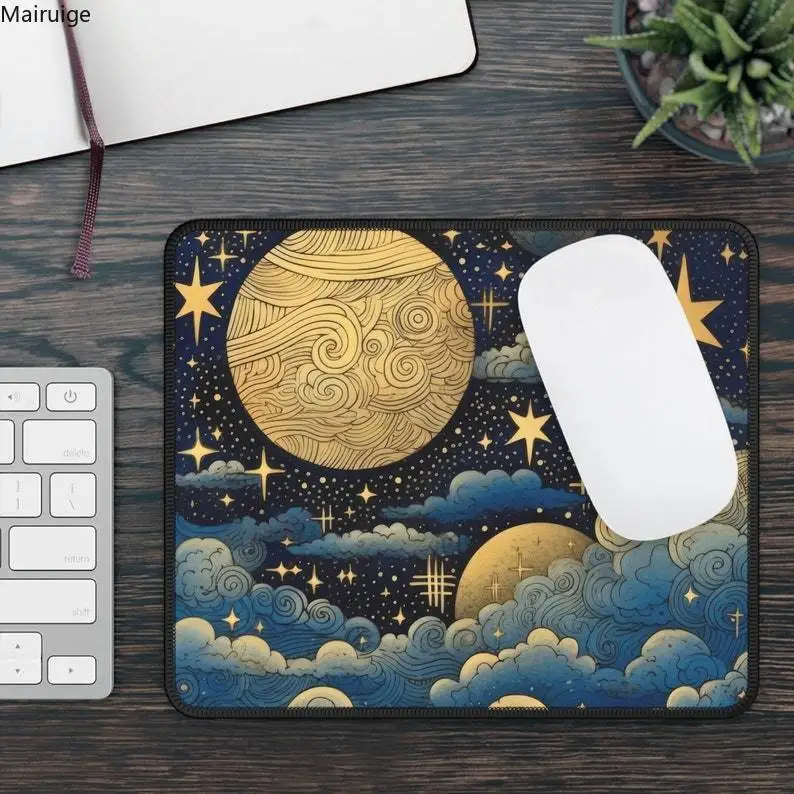 

Starry Night Aesthetic Square Mouse Pad Game Accessories Anti slip and Washable Lock Edge Esports Office Home