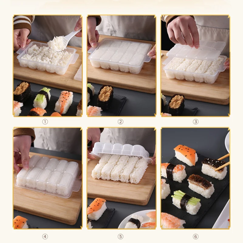 10grids Rice Ball Set Mini Square Sushi Roll Mold Bento Press Mold Food Diy Tools Restaurant Kitchen Accessories With Rice Spoon