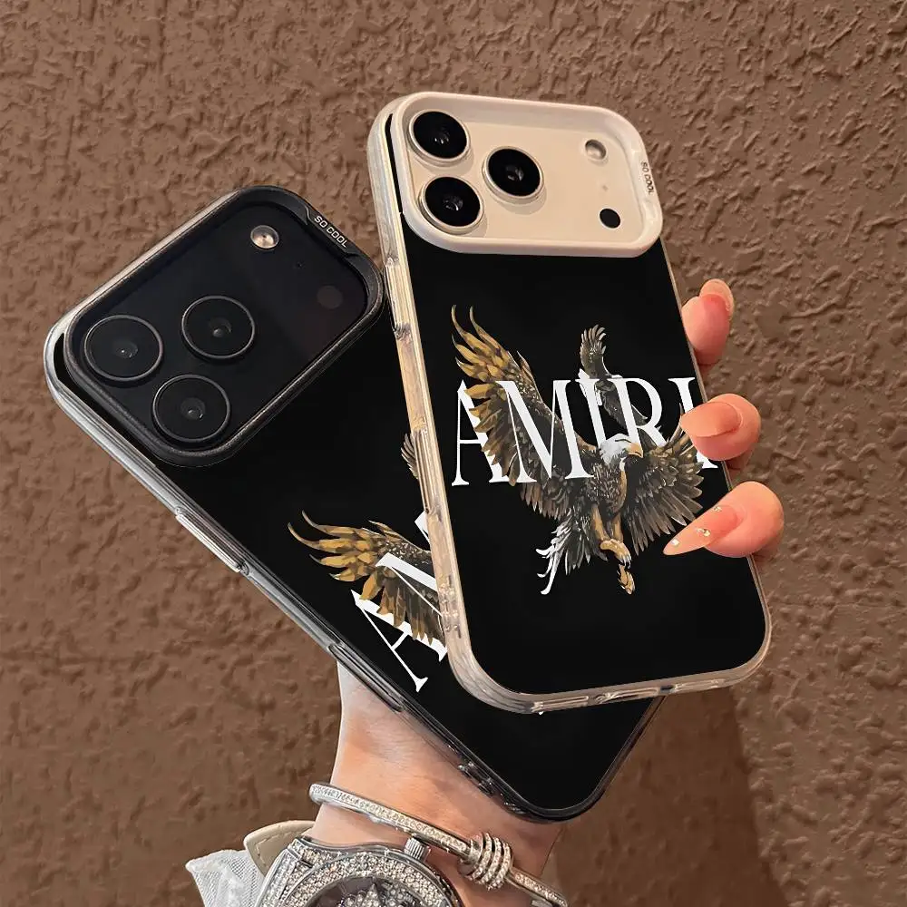 1PC Luxury Design A-Amiries Phone Case For IPhone 17 Air 16 15 14 13 12 11 Pro Max Plus Color Shockproof Back Silver Cove