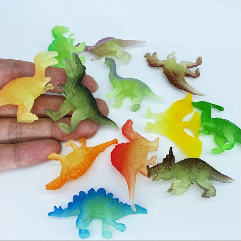 12 sztuk/zestaw Mini Miękkie Gumowe Świecące w Ciemności Figurki Dinozaurów Zabawki Fluorescencyjne Symulacja Mały Model Dinozaura Dekoracja