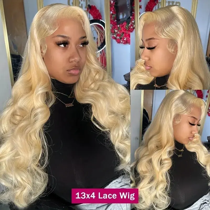 Blonde 613 13X6 HD Lace Wig 150 Density Human Hair  Frontal Blonde Colored 20 38 Inch Body Waves Glue-Free Waves Wig