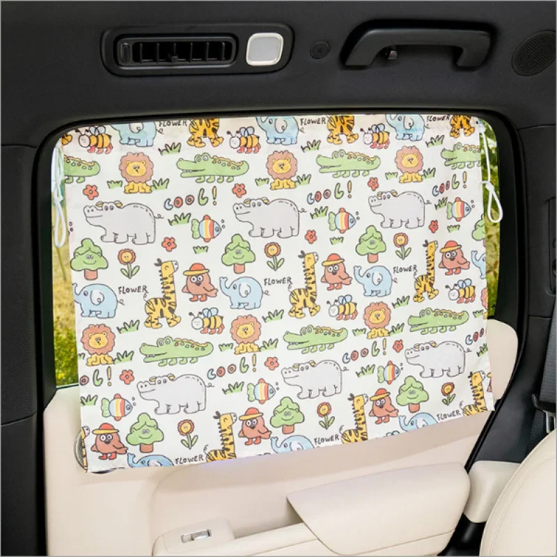 Suction Cup Curtain In The Car Window Sunshade Cover Cartoon Universal Side Window Sunshade  Protection For Kid Baby Children UV