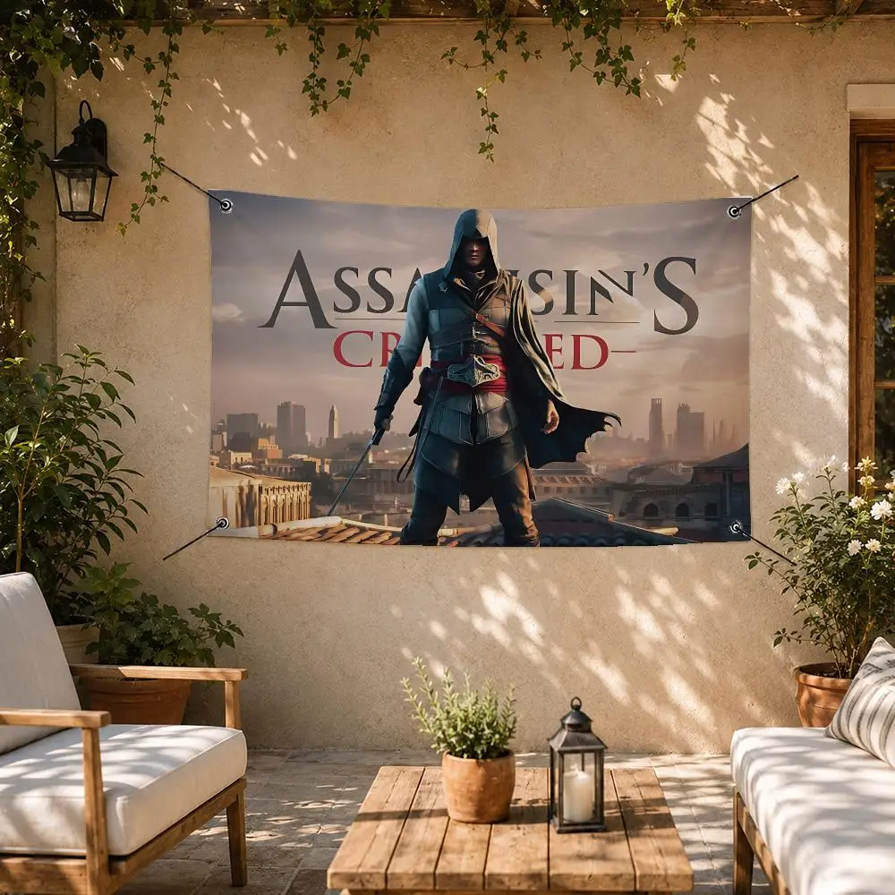 Ultimate Game Assassin's Creed Flags Room Bedroom Home Outdoor Wall Hanging Concert Printed Background Decoration Art Banne