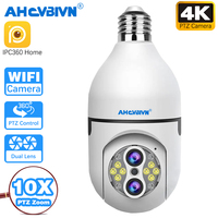8MP 4K  E27 Bulb Camera WiFi Baby Monitor 10X Zoom Auto Tracking Indoor Video Surveillance Home Security Cam Floodlight Carecam