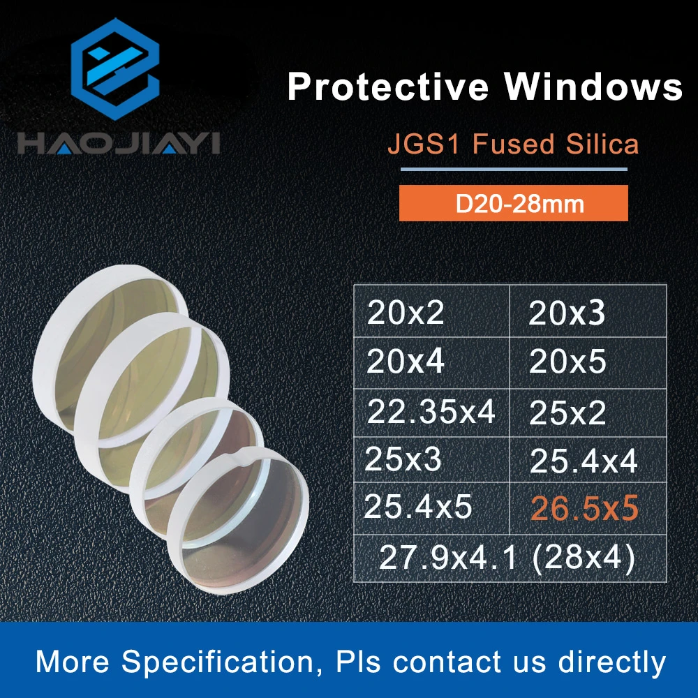 Glass Laser Protection Lens Window Protective  Windows Dia22.35/24.9/25.4/26.5/27.9/28 Fiber Laser Cutting Machine Debris Shield